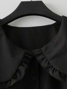 GlowEve CURVE 大码休闲纯色彼得潘领衬衫 - 黑色 - 查看 3