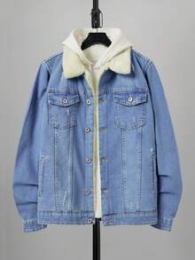 RueChic 男式羊毛衫領丹寧夾克