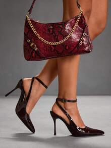 CUCCOO SZL 咖啡色尖头细高跟踝带性感派对高跟鞋 - 咖啡棕 - 查看 7