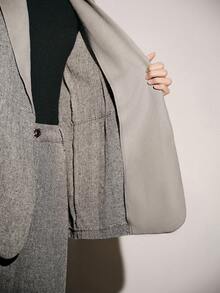 Lumivelle 女士商务套装双排扣西装外套和裤子套装 - 淺灰色 - 查看 10