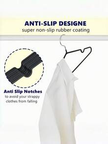 100个/60个/30个/20个/10个/1个装橡胶涂层金属衣架，防滑耐用，节省空间，银色挂钩，适用于衬衫、连衣裙等衣物，衣柜收纳整理