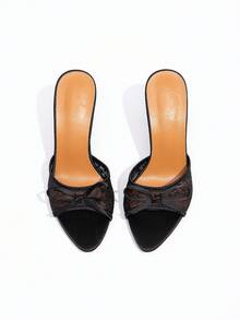 CUCCOO CHICEST New Fashionable Versatile Rhinestone Bow Strap Stiletto High Heel Sandals For Christmas