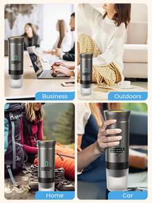 JMMO Máquina de café expresso elétrica portátil, máquina de café para camping, máquina de café para carro com função de autoaquecimento, interface USB-C, adequada para moer café e cápsulas NS, muito adequada para trailers, trilhas e escritórios, volta às aulas