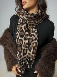 Tropiscape 1pc Boho Women's Printed Long Plush Warm Casual Fashion Scarf Shawl, Perfect For Gift And Daily Use Accessories Women Winter Scarf Gifts - Multicolor - View 4