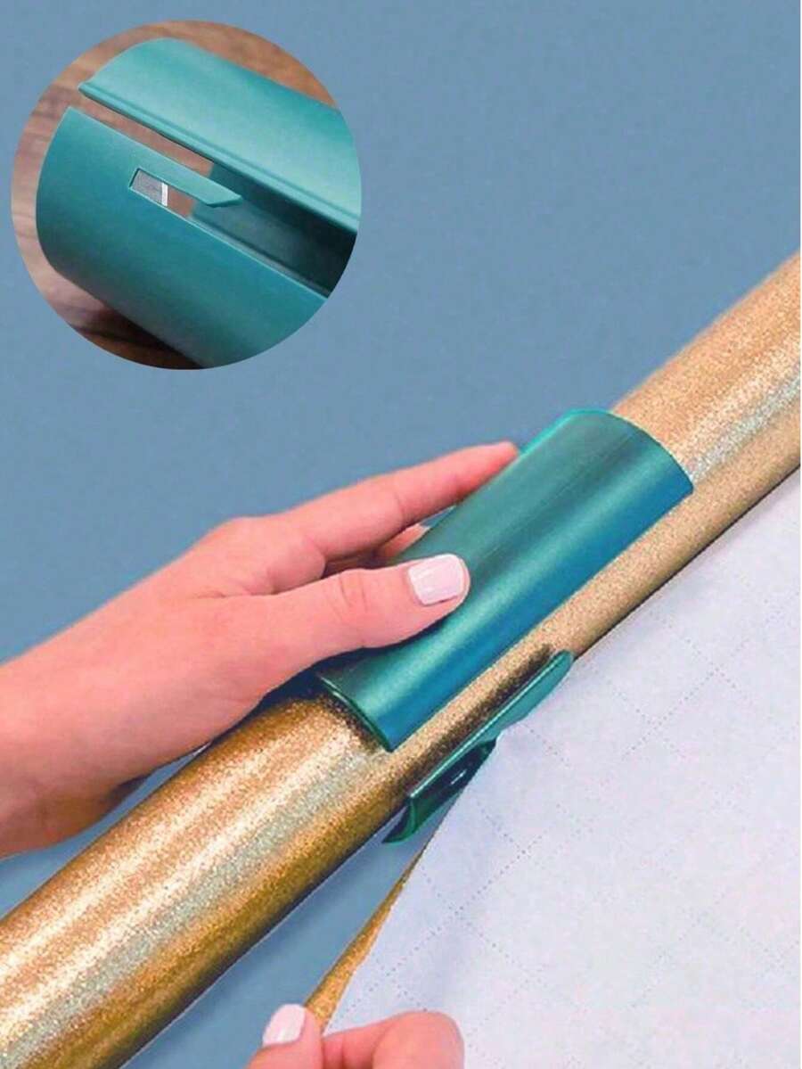 2 Pieces Set Sliding Gift Wrapping Paper Cutter, Holiday Party Paper Cutter, Sliding Wrapping Paper Cutter, Gift Wrapping Scissors, Christmas Decoration Paper Cutter, Round Paper Cutter, Multi-Purpose Gift Wrapping Knife, Convenient, Sharp, Large Aperture And Thick, Portable Cylindrical Paper Cutter - Multicolor - View 1