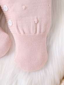 Souflis Souflis 新生女宝宝针织毛衣，舒适圆领长袖连体衣，适合秋冬季节，粉色，日常百搭，优雅时尚，适合居家、外出、旅行和托儿所穿着。 - 粉色 - 查看 5