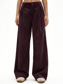 Aveloria Affinna 女士复古休闲直筒裤，橄榄绿，灯芯绒设计，修身显瘦，春季新品