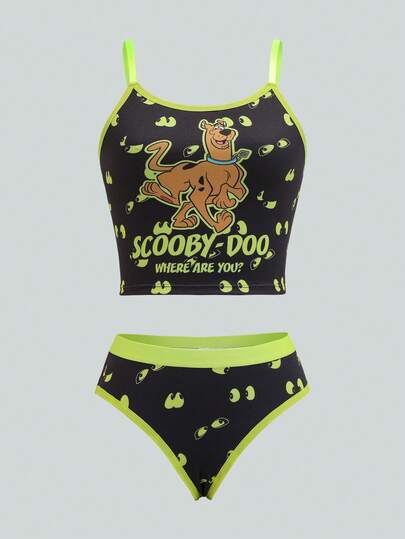 SCOOBY-DOO X SHEIN Ensemble de débardeur et culotte femme imprimé chien de dessin animé mignon, confortable