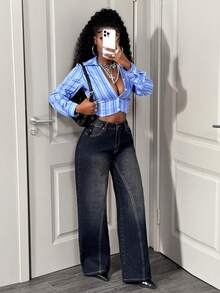 BamGleam Jeans droits polyvalents de mode rétro vintage pour femmes
