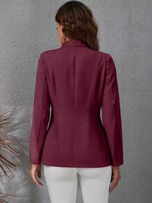SHEIN Fashionable Commuter Solid Color Double-Breasted Suit Jacket Women's S Suit Jacket For Women Office For Women - Burgundy - View 2
