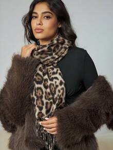 Tropiscape 1pc Boho Women's Printed Long Plush Warm Casual Fashion Scarf Shawl, Perfect For Gift And Daily Use Accessories Women Winter Scarf Gifts - Multicolor - View 3