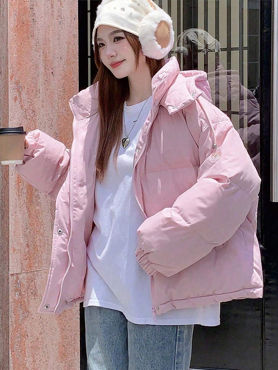 DAZY 女士宽松连帽棉服外套，冬季女装，冬季外套女夹克