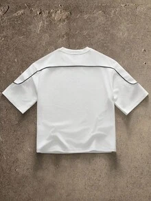 AXEPEAK Men's Round Neck Short Sleeve Casual Summer Fashion Contrast Color T-Shirt - Black and White - View 4