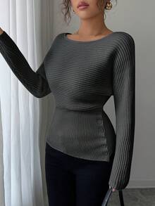 Elenzga Women's Dark Grey Autumn Sweater,Vintage Stockholm Style Knitwear Top,Elegent Work Office Casual Versatile Simple Knit Top For Teachers & Students - Grey - View 6