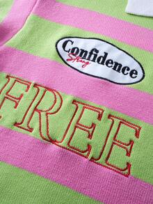 ROMWE MEN Men's Contrast Stripe Preppy Half-Zip Casual Long Sleeve Patchwork Collar Sweater - Green - View 10