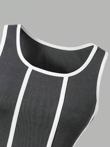 Sparklyn Teen Girl Casual Fashion American Style Cropped Hoodie Sweatshirt Paired With Contrast Trim Knit Fabric Tank Top And Loose Fit Knit Fabric Pants, Comfortable For Everyday Wear, Suitable For Spring And Autumn, Suitable For Commuting, Outing, Party, Photo Shooting, Shopping