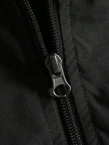 PAVTROS 男士休闲撞色拉链连帽长袖夹克，男士科技风街头风拉链黑白夹克 - 黑色 - 查看 8