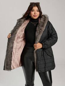 Comfylo 毛绒休闲大码夹克 - 黑色 - 查看 8