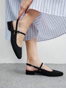 CUCCOO BIZCHIC Women's Pointed Toe Buckle Design Casual Slip-On Flats For Christmas - Black - View 4