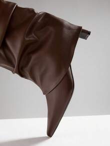 SHUZIA 女士魅力性感尖头粗跟中筒宽松靴 - 巧克力棕 - 查看 7