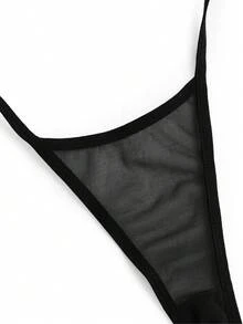 Fantasy Costume Women's Sheer Sexy Black Short Sleeve Costume - Black - View 4