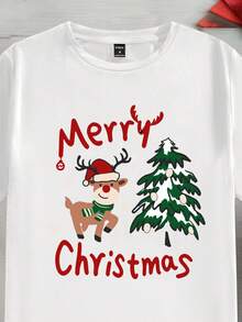 Manfinity Homme 男士圣诞卡通印花短袖T恤 - 白色 - 查看 3