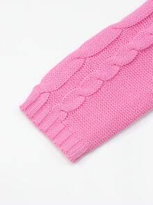 INAWLY Sudadera con capucha casual de cuello de embudo de punto trenzado vintage para mujer, rosa - Rosa Fucsia - Ver 6
