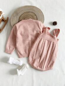 SHEIN 2 pezzi/Set Neonata Giacca e Tuta Floreale Carina - Rosa - Visualizzare 2