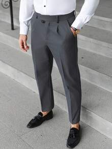 Manfinity Mode Men's Fashionable Casual Commuter Slim Fit Pants With Pockets