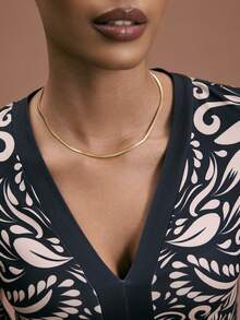JIAN LASALA 1 pieza Collar de acero inoxidable de estilo minimalista en color dorado para mujeres, adecuado para uso diario, cumpleaños, combinación para fiestas, regalo para amigos - Amarillo Oro - Ver 4