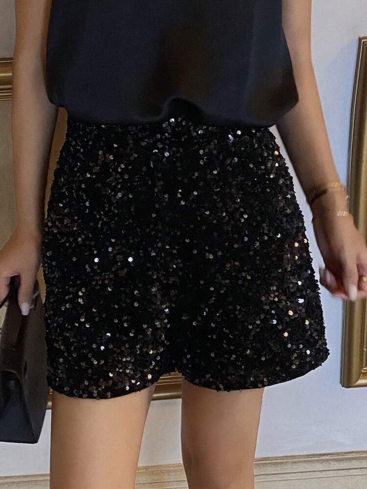 Women's Fashionable Commuter Sequin Loose Shorts,New Year Carnival