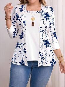 EMERY ROSE 复古花卉印花长袖大码T恤 - 彩色 - 查看 4