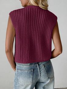 EMERY ROSE Áo khoác cardigan dệt kim cổ chữ V mới, trang phục thời trang và thanh lịch cho phụ nữ - Màu Đỏ Sâu - Xem 2