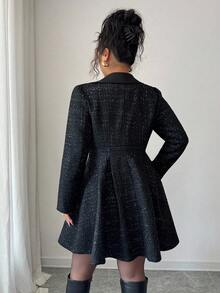 SHEIN Elenzya Áo khoác nữ dáng chữ A thanh lịch, eo cao, đi làm và mặc thường ngày cỡ lớn - màu đen - Xem 2