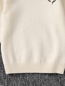 一件男童休闲学院风舒适纯色百搭宽松高领毛衣，可作内搭或外穿，适合圣诞节、感恩节、冬季穿着。 - 杏色 - 查看 7