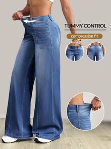 SHEIN Tall Tall Patchwork Distressed Denim Jeans - Medium Wash - View 1