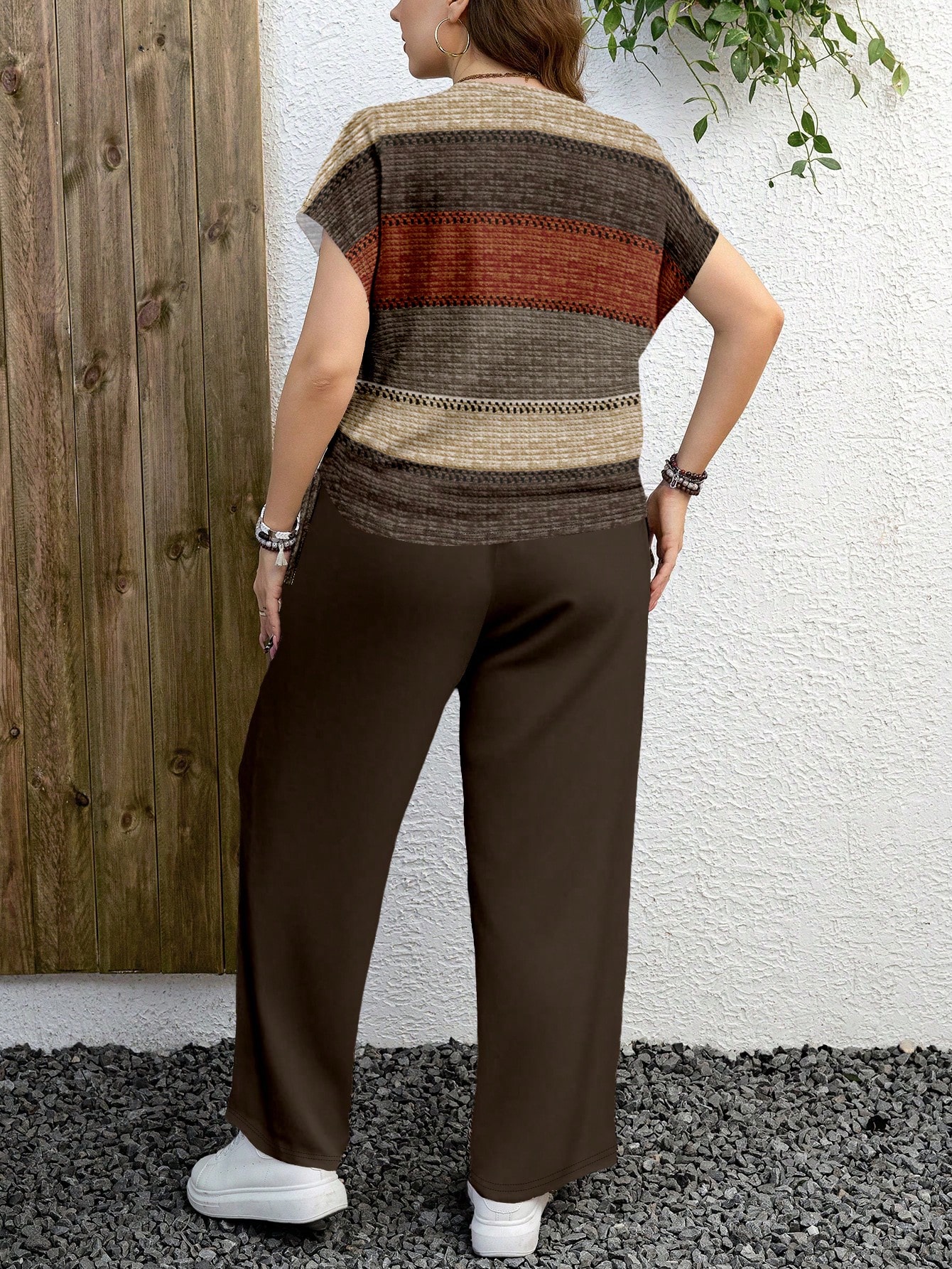 EMERY ROSE مجموعة قطعتين من ميلارد بنمط مخطط بألوا...