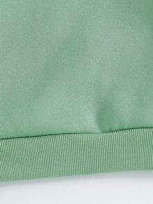 SHEIN Elladie kids 2 件套年轻女孩时尚修身夹克和高腰阔腿裤套装，春秋 - 綠色 - 查看 6