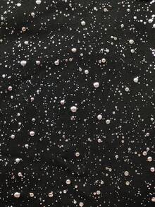 SHEIN Tall Tall Women's Fashionable Sexy Party Focus Party Style Shiny V-Neck Criss-Cross Ruffle Sleeve Short Dress - Black - View 7