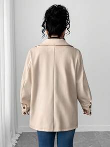 SHEIN CURVE+ Áo khoác nhiều túi trơn màu thường ngày dành cho nữ - Màu be - Xem 2