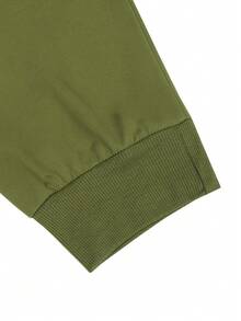 Manfinity Homme 男士纯色抽绳腰带口袋慢跑运动裤 - 軍綠色 - 查看 6