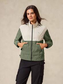 OutZeal 女士无氟防水轻便口袋撞色户外夹克，日常休闲款 - 彩色 - 查看 10