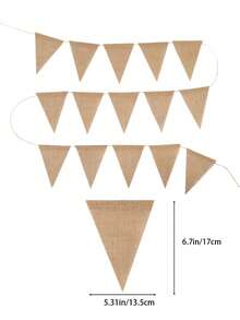 About 72-78PCS, 21 Meters Long, Triangular Plant Linen Banner - Linen Triangle Flag Banner Suitable For Party Decoration, Classroom Decoration, School Carnival Decoration, Outdoor Large-Scale Events, Halloween Decoration, Graduation Ceremony, Wedding, Birthday, Festival Decoration, And Home Decoration - Brown - View 3
