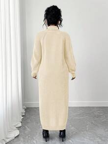 SHEIN Tall CURVE فستان كنزة صوفية بياقة عالية وأكمام راجلان للمقاسات الكبيرة