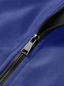 Manfinity Homme Chaqueta de manga larga con cremallera y ribete a rayas de corte holgado para hombre - Azul - Ver 6