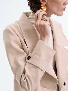 SHEIN Stylify 女士宽松翻领长袖休闲户外通勤外套，适合日常穿着和约会，秋冬季 - 卡其色 - 查看 6