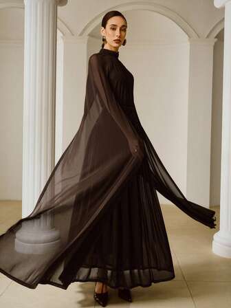 ZEYLAH Women's Elegant Cinched Waist Ruched Dress, Autumn/Winter