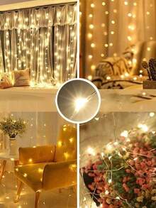 1 قطعة أضواء ستارة LED بطول 3 متر 100/200/300 LED، مضاءة بالطاقة من USB، أضواء ستارة زخرفية ب- 8 أوضاع إضاءة وريموت كنترول. مناسبة لغرفة، حفلة، ديكور جدار أبيض، وأعياد مثل عيد الميلاد، هالوين، ، وبداية العام الدراسي. - ضوء الستار USB مع جهاز التحكم عن بعد - مشاهدة 7