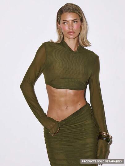 MUSERA Top curto de malha com gola alta e manga comprida, justo, para ocasiões especiais, saídas à noite, outono, inverno, sexy, elegante, fofo