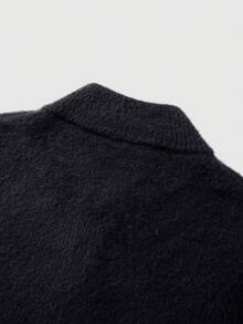 ROMWE MEN Street Life Chaqueta de punto jacquard para hombre, corte holgado - Negro - Ver 6
